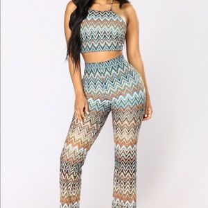 Two piece set: halter top and pants included